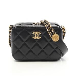 Chanel Matelasse Camera Bag Shoulder Caviar Skin Grained Calfskin Black